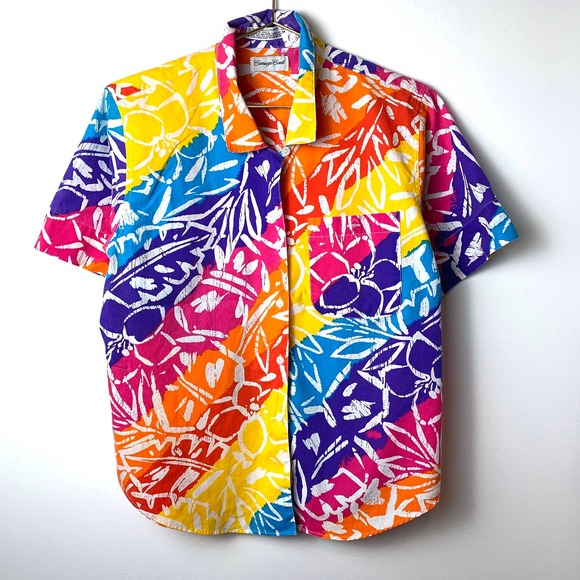 Vintage Aloha Tropical Rainbow Carriage Court Short Sleeved Button Down- M - Picture 2 of 8